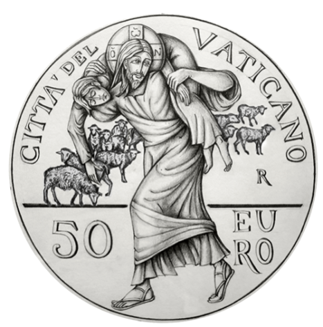 Disegno per il verso della Monetazione Aurea da 50€. Committente: Città del Vaticano, 2016