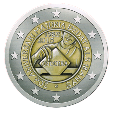 Disegno per Moneta da 2€. Committente: Principato d’Andorra, 2015.