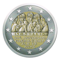 Disegno per Moneta da 2€. Committente: Principato d' Andorra, 2015. Non coniata