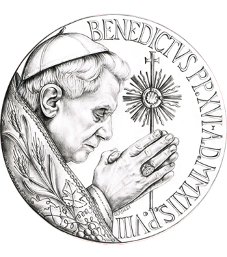 Disegno per il recto della Monetazione Aurea da 200€. Committente: Città del Vaticano, 2012.