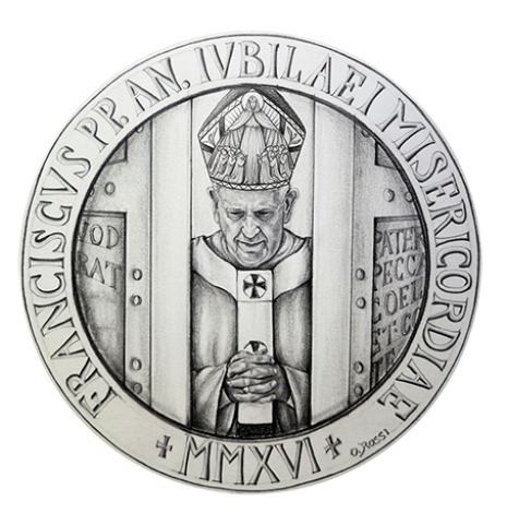 Disegno per il recto della Monetazione Aurea da 50€. Committente: Città del Vaticano, 2016