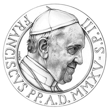 Disegno per il recto della Monetazione Aurea da 100€. Committente: Città del Vaticano, 2015.