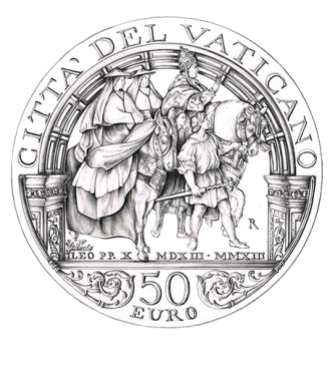 Disegno per il verso della Monetazione Aurea da 50€. Committente: Città del Vaticano, 2013.