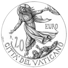 Disegno per il verso della Moneta da 20€, Committente: Città del Vaticano, 2018