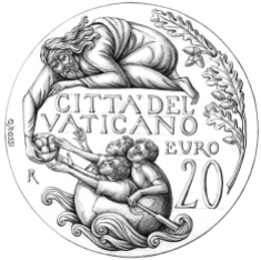 Disegno per il verso della Moneta da 20€, Committente: Città del Vaticano, 2017
