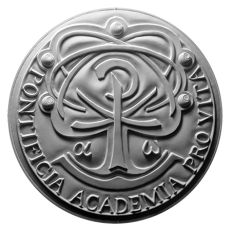 Verso di modello in gesso per la realizzazione di medaglie coniate in bronzo, realizzata per la PONTIFICIA ACCADEMIA PRO VITA. Committente: Città del Vaticano, 2017