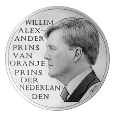 Disegno del Principe Willem Alexaner Van Oranje, recto per medaglia in argento coniato. Committente: ditta olandese, 2009.