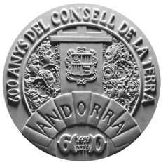 Moneta da 2 €, verso di modello in gesso. Committente: Principato D’Andorra, 2018