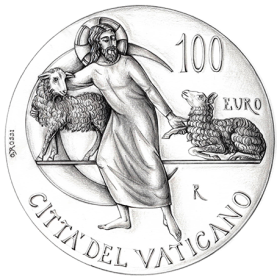 Disegno per il verso della moneta da 100€. Committente: Città del Vaticano, 2018
