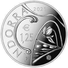Disegno per verso moneta da 1,25€. Committente: Principato D’Andorra, 2021