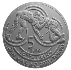Moneta da 5€, verso di modello in gesso. Committente: San Marino, 2021